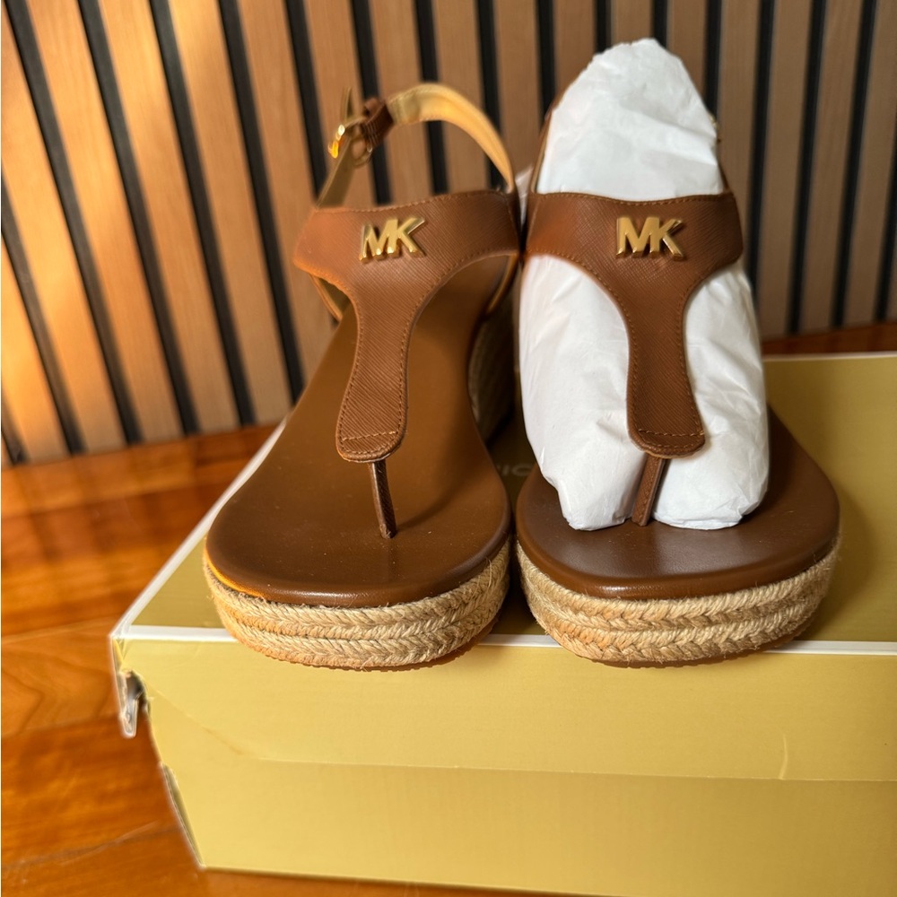 Michael Kors Tan Sandals with Gold Logo